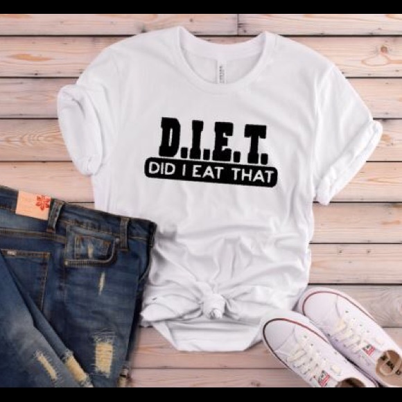 Plum Creek Boutique Tops - Funny Shirts with Sayings - DIET - White Black NEW